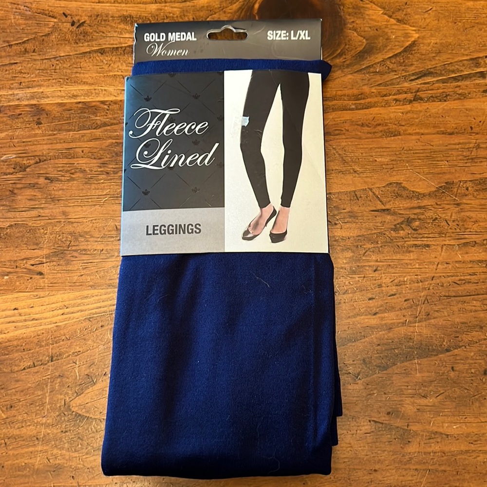 NWT Gold Medal Fleece Lined Leggings Size L/XL - Blue